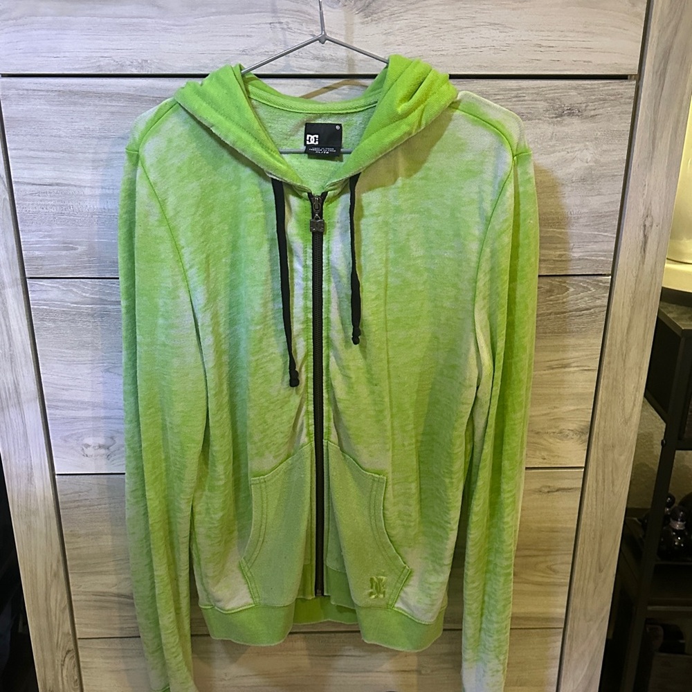DC UNISEX Lime Green Zip-Up Hoodie